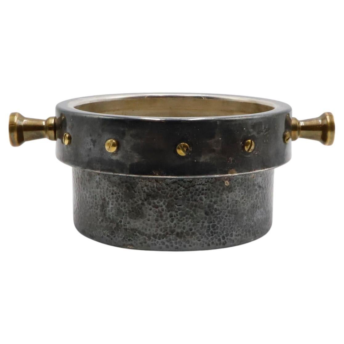 Mexican Silver-Plated and Bronze Ice Bucket / Wine Cooler