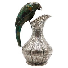 Mexican Silver Plated Malachite Pitcher by Los Castillo