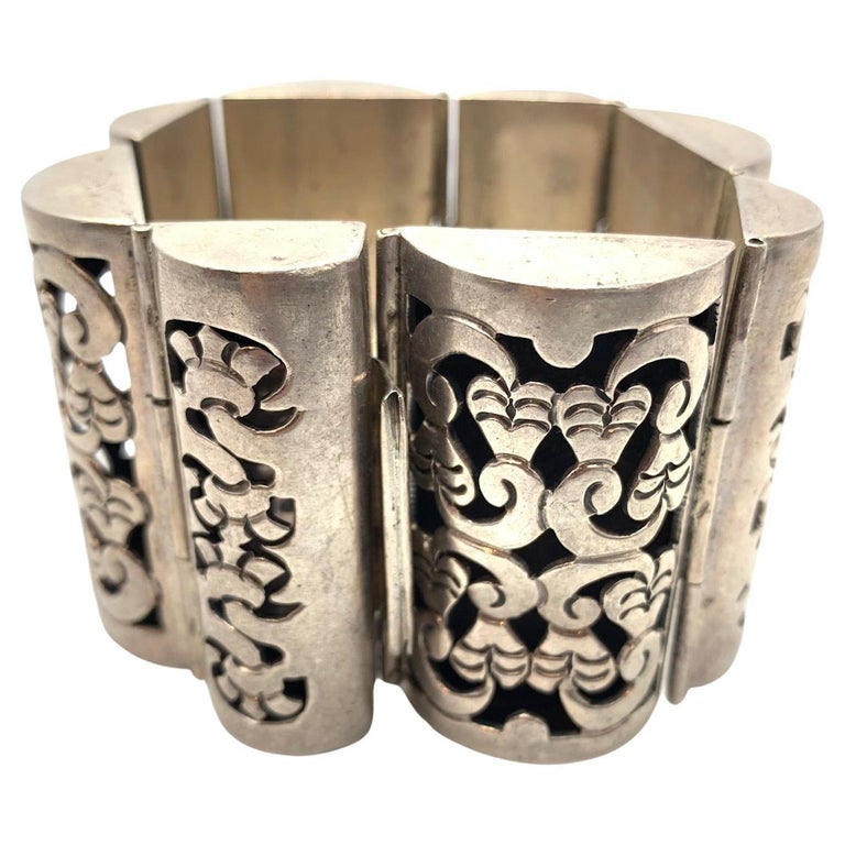 vintage mexico born-cuff bangle bracelet Vintage Sterling Silver