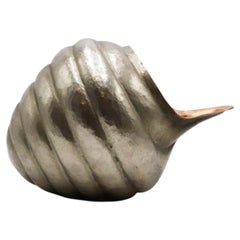 Mexican Snail-Shaped Ice Bucket Hand-Hammered Copper with Silver Plating