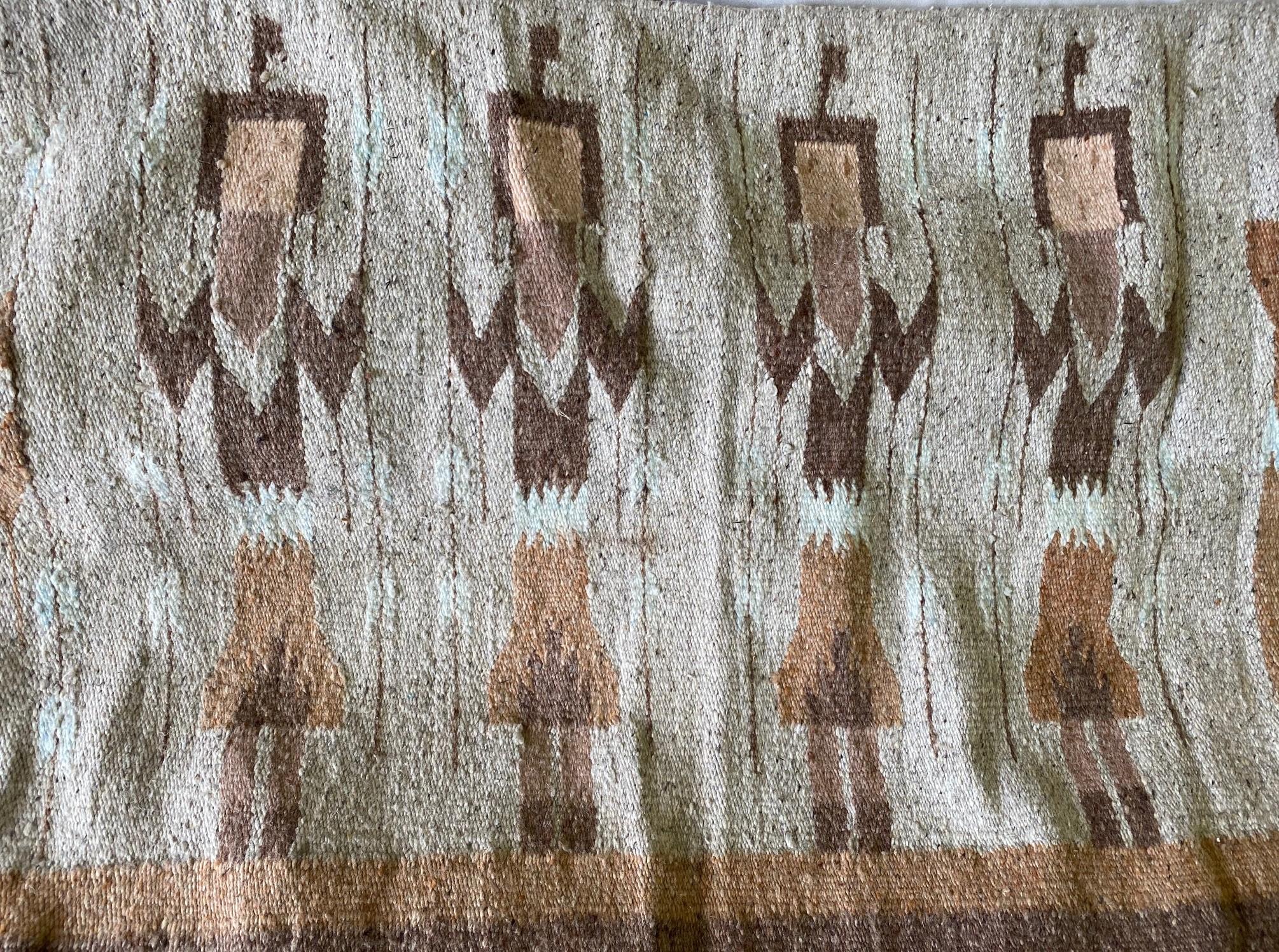 20th Century Mexican Southwestern Yei Navajo Style Pictorial Hand Woven Wool Rug Blanket