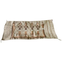 Mexican Southwestern Yei Navajo Style Pictorial Hand Woven Wool Rug Blanket