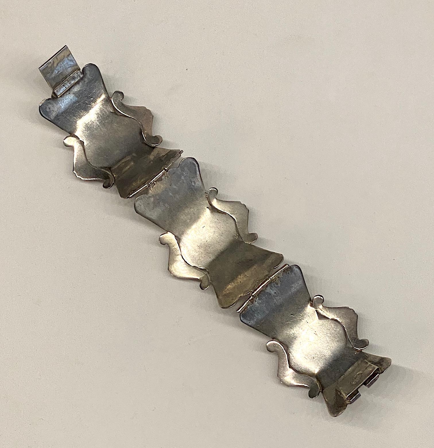 Mexican Sterling and Amethyst Cabochon Bracelet For Sale 10