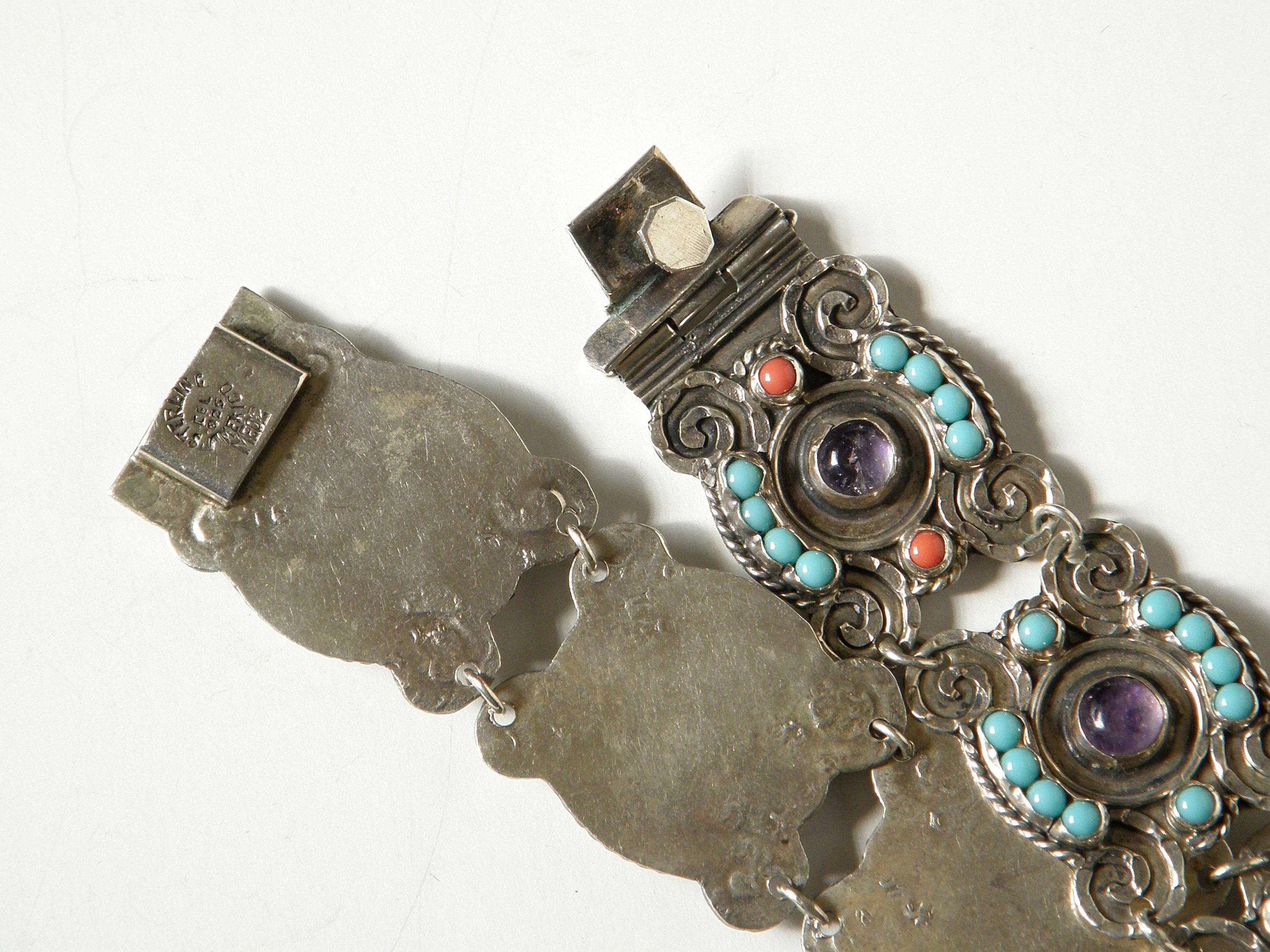 Mexican Sterling Necklace and Bracelet in the Style of Matilda Matl Poulat 3