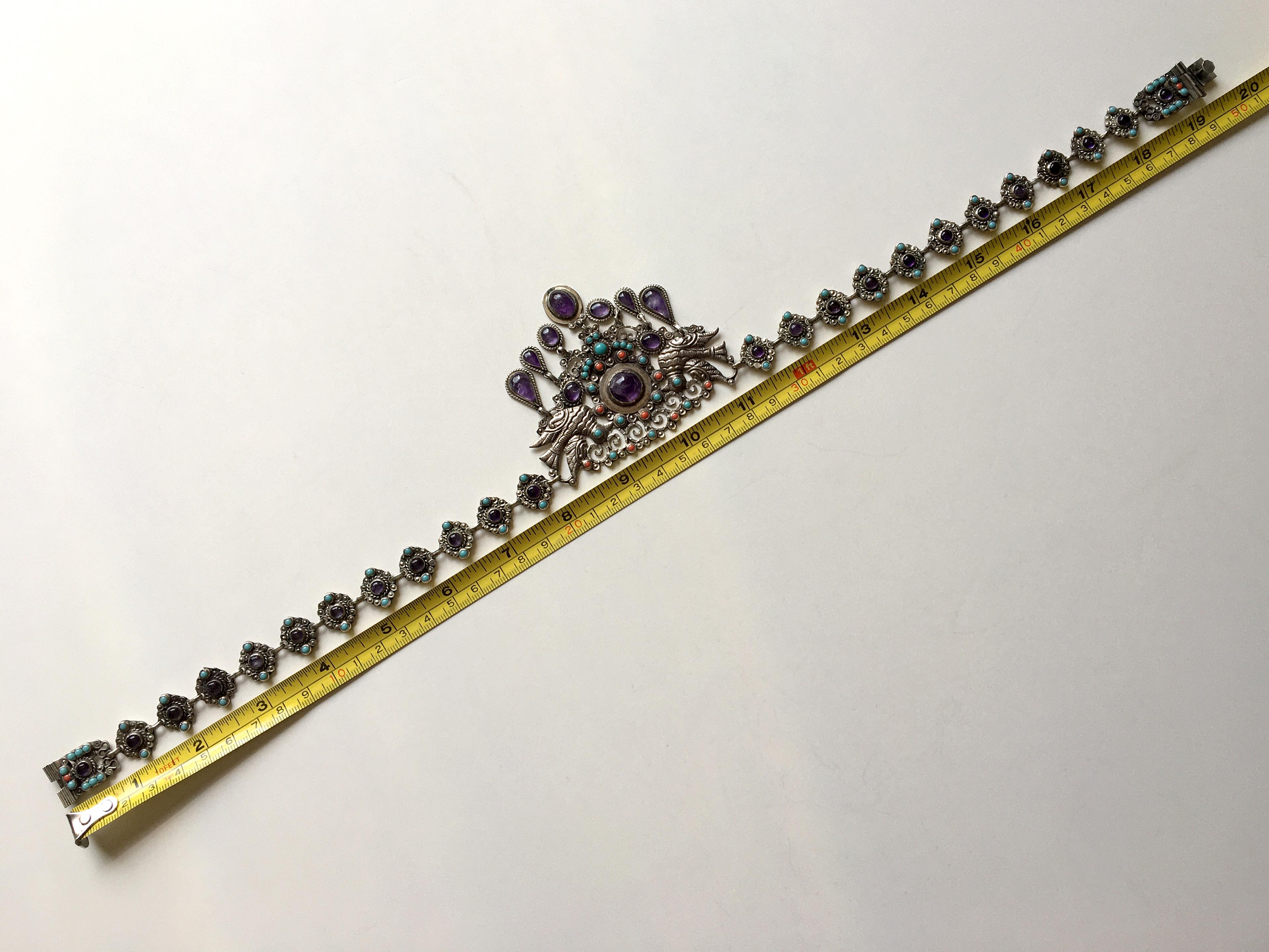 Mexican Sterling Necklace and Bracelet in the Style of Matilda Matl Poulat 5