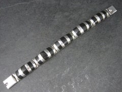 Mexican Sterling Onyx Inlay Bracelet 6.75 Inches