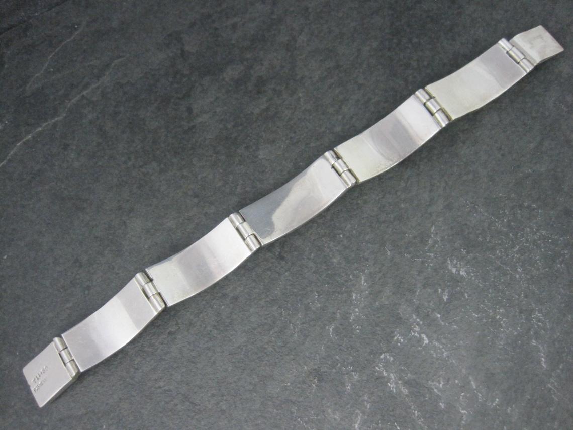 Mexican Sterling Onyx Inlay Bracelet 6.75 Inches For Sale 1