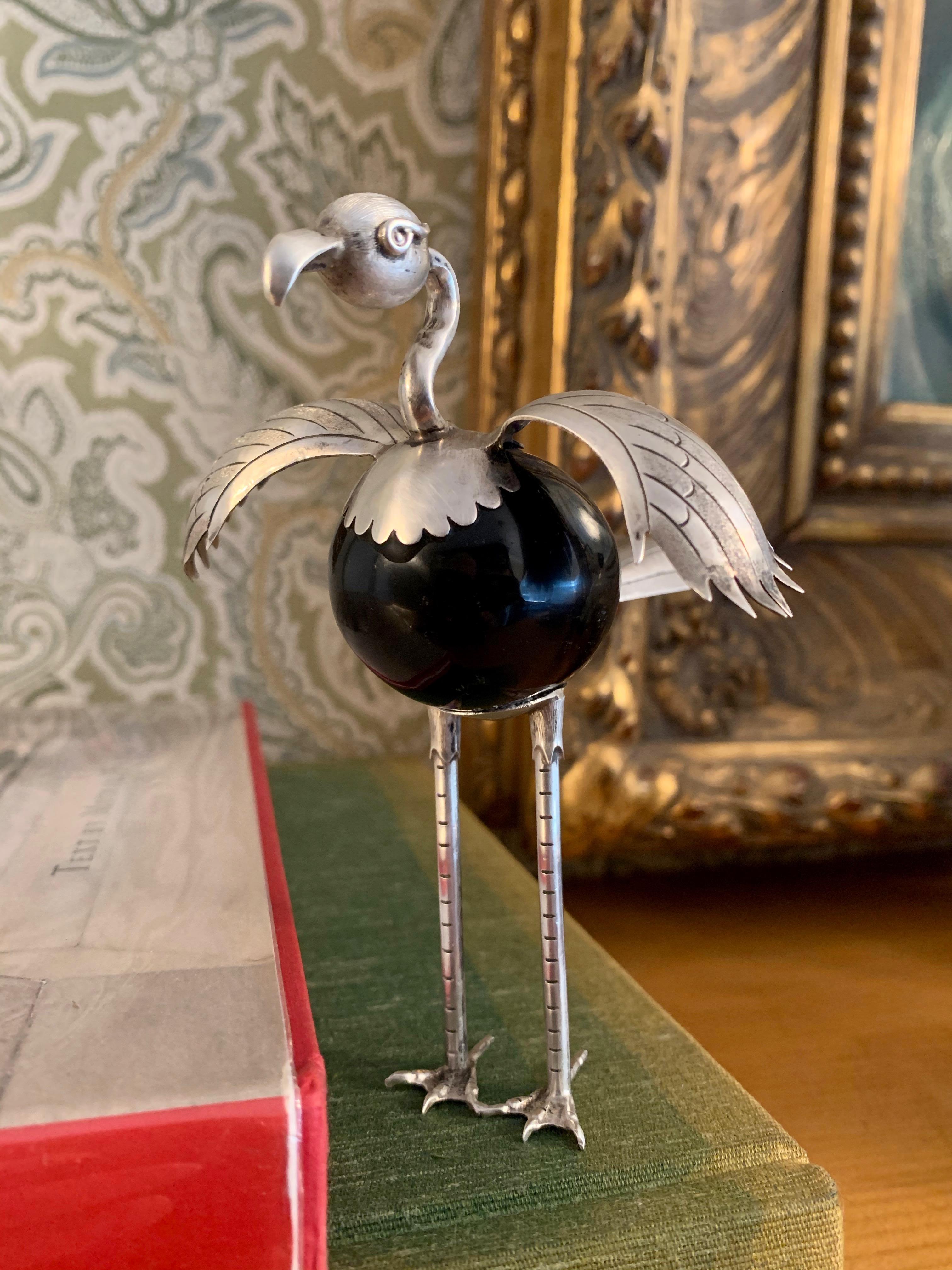 Mexican Sterling Silver and Onyx Bird 4