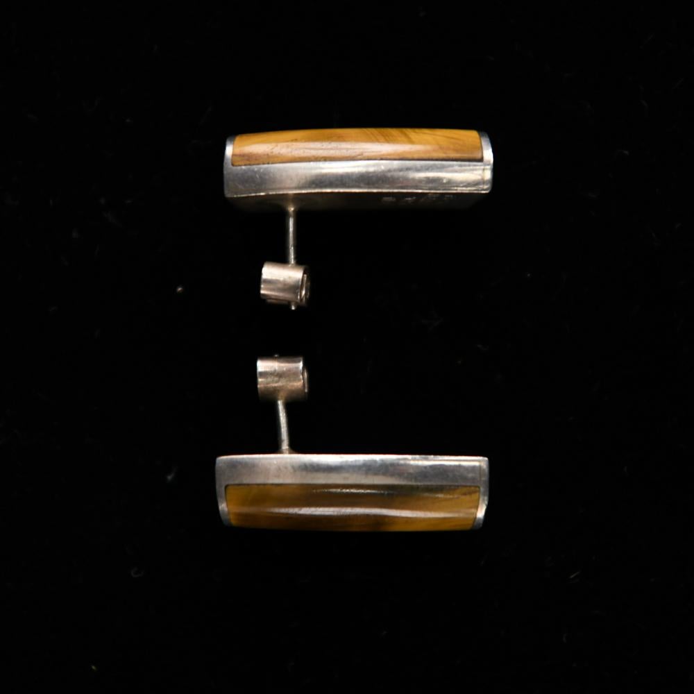 Mexican Sterling Silver and Tigers Eye Jewelry Suite For Sale 8