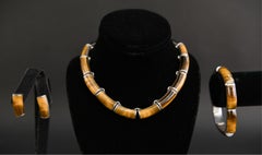 Mexican Sterling Silver and Tigers Eye Jewelry Suite