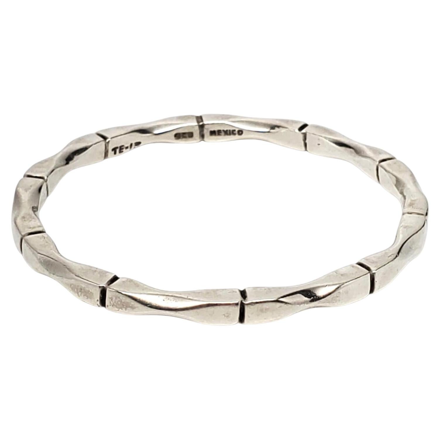 Mexican Sterling Silver Bamboo Style Bangle Bracelet #24670