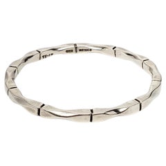 Mexican Sterling Silver Bamboo Style Bangle Bracelet #24670