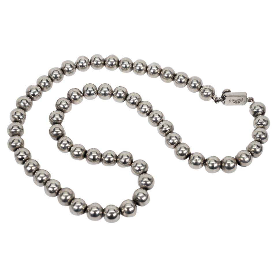 Jose Marmolejo Taxco Sterling Silver Graduated Bead Necklace at 1stDibs ...