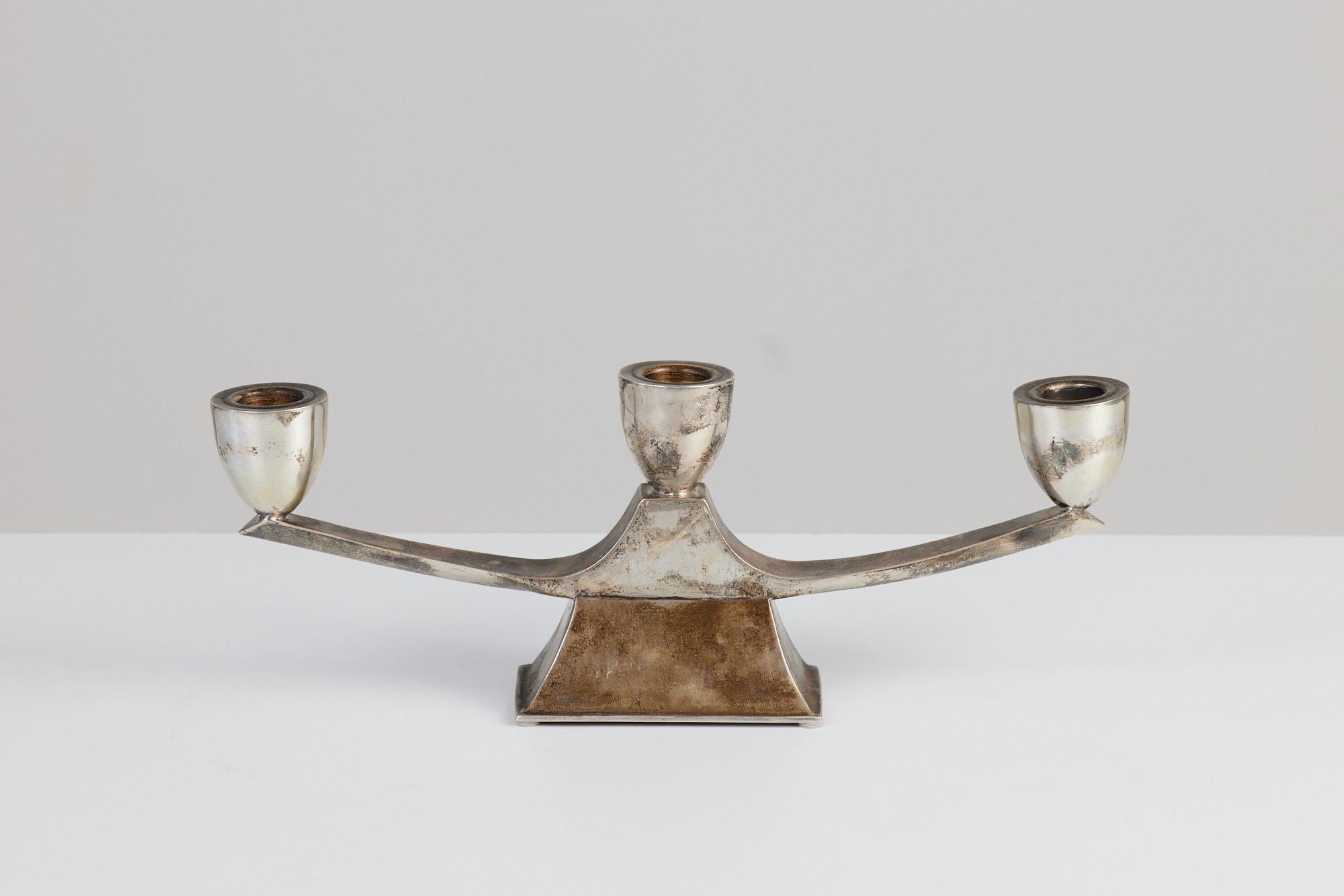 Mid-Century Modern Mexican Sterling Silver Candelabra