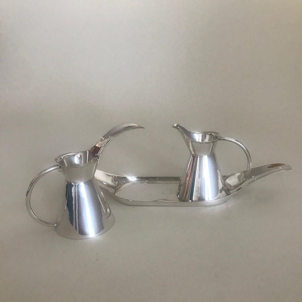 Mexican Sterling Silver Condiment Set by Sanborn In Good Condition For Sale In San Francisco, CA