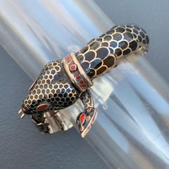 Mexican Sterling Silver Enamel Articulated Link Snake Bracelet