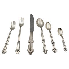 Mexican Sterling Silver Flatware Set for 6 (36 Pieces) Mid-Century Modern Style
