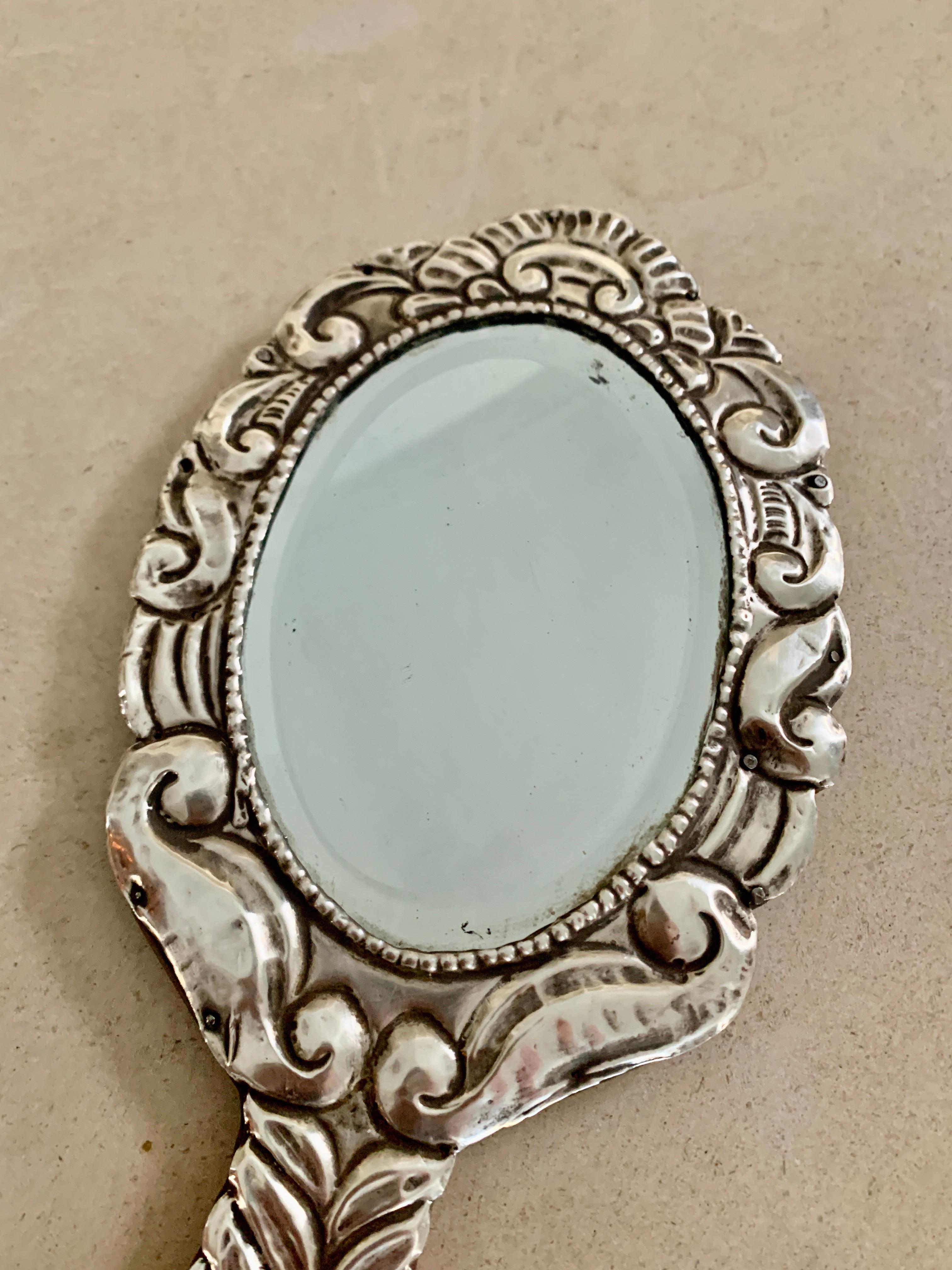 Mexican Sterling Silver Hand Vanity Mirror 5