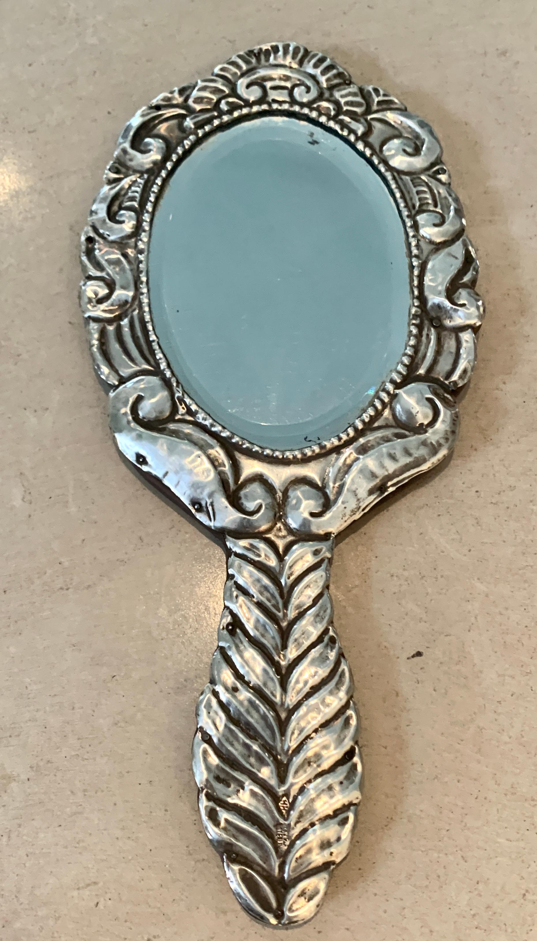 Hand-Crafted Mexican Sterling Silver Hand Vanity Mirror