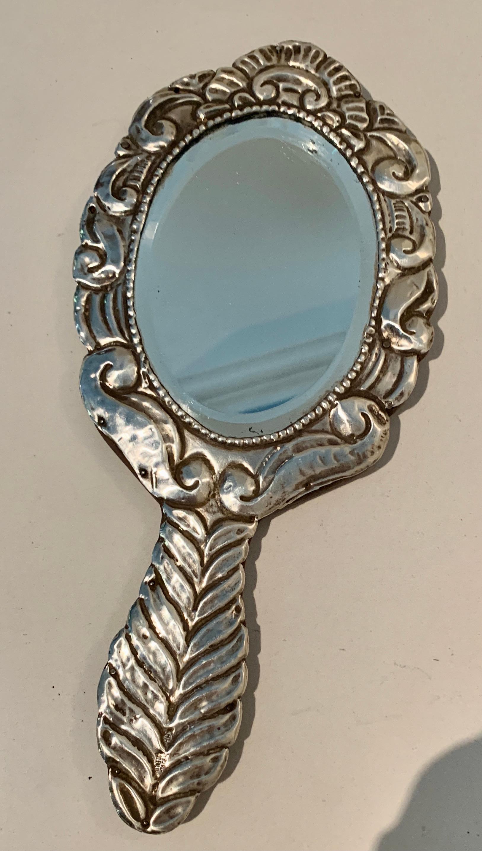 Mexican Sterling Silver Hand Vanity Mirror 1