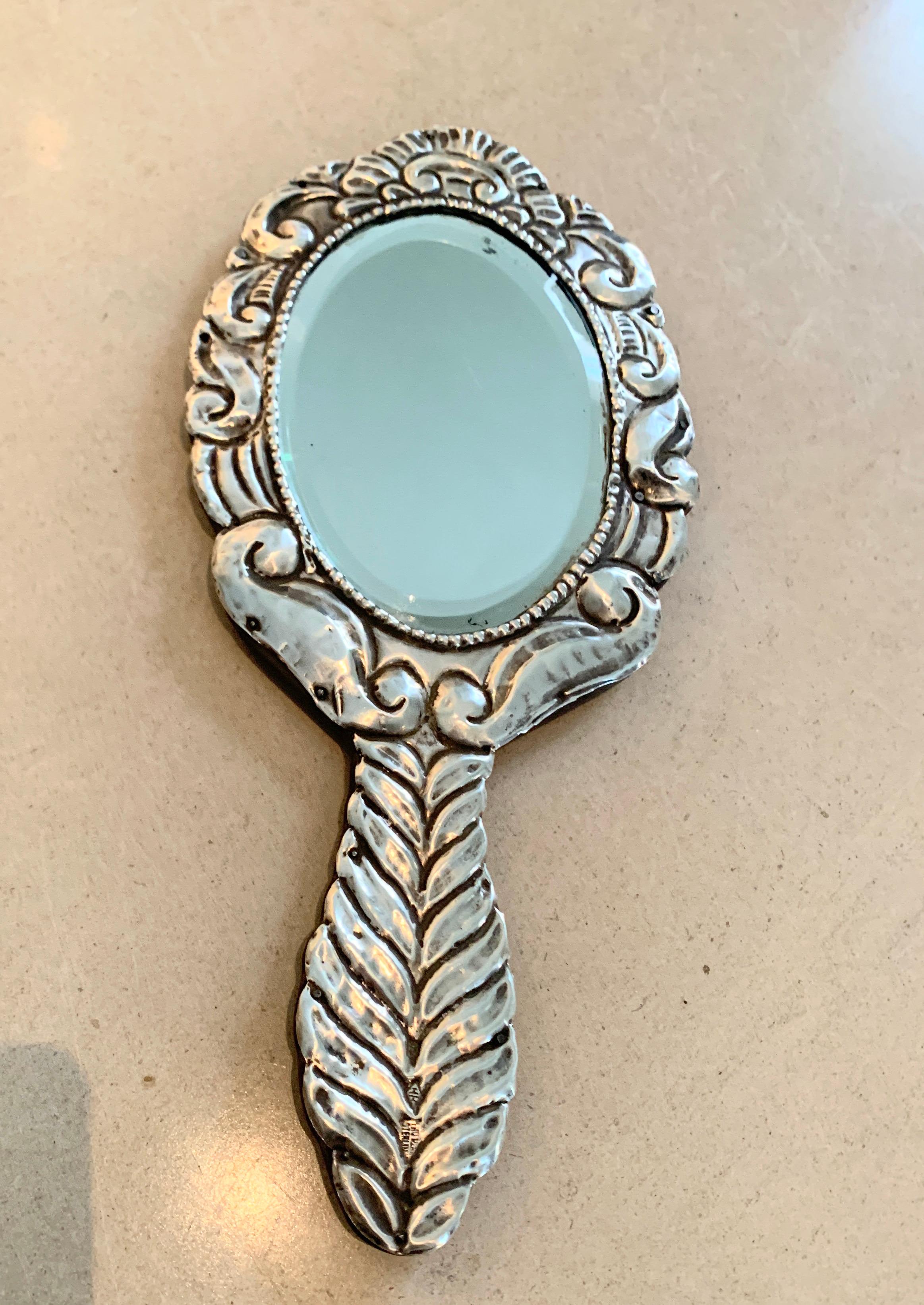 Mexican Sterling Silver Hand Vanity Mirror 3