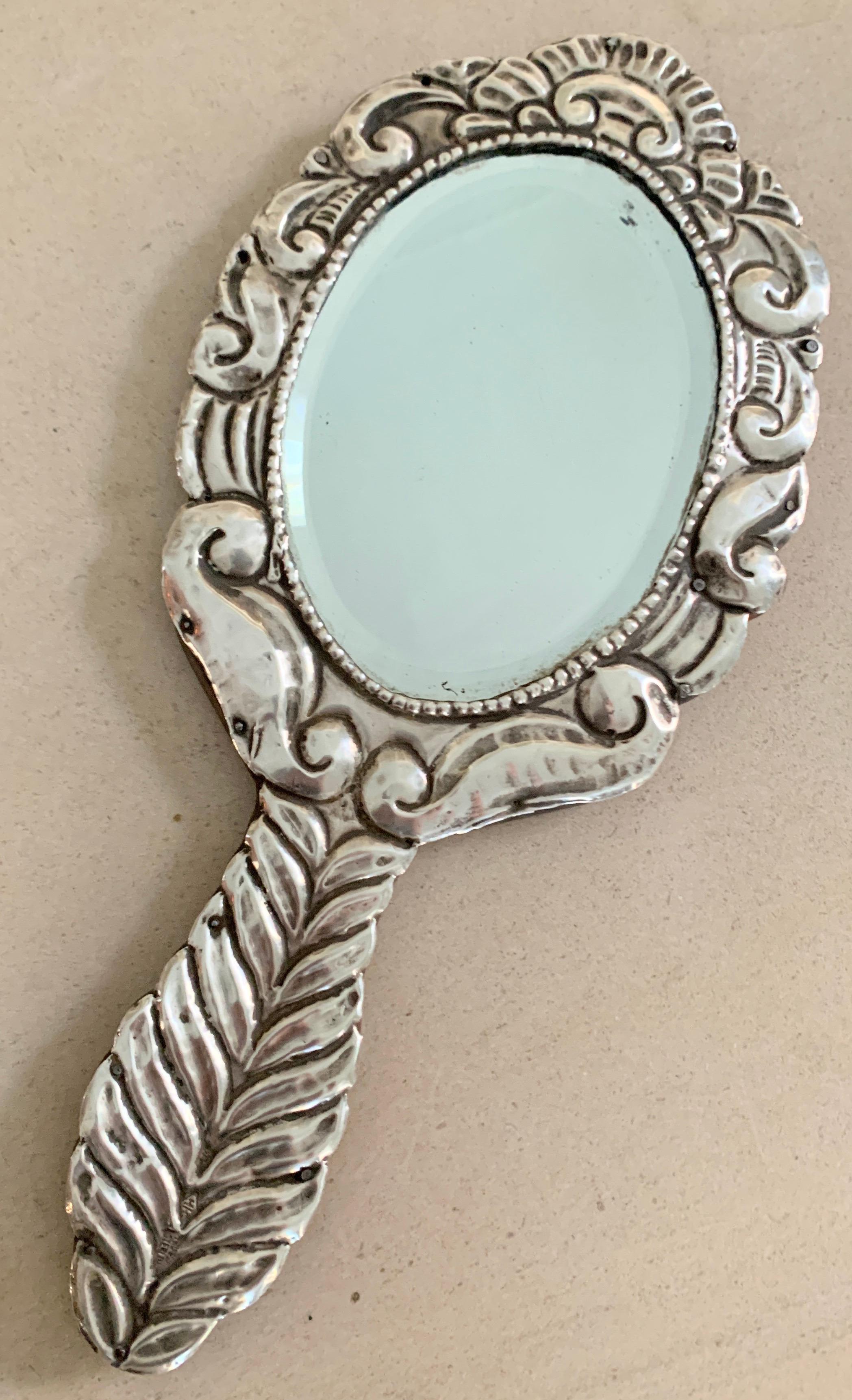 Mexican Sterling Silver Hand Vanity Mirror 4