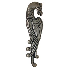 Mexican Sterling Silver Heraldic Quetzal Bird Phoenix Eagle Brooch Pin 15.8g 3"