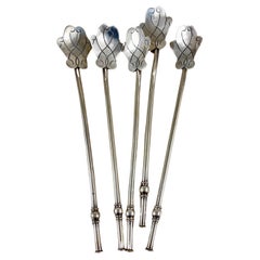 Mexican Sterling Silver Highball or Iced Tea Sipping – Stirring Straws, Set of 5