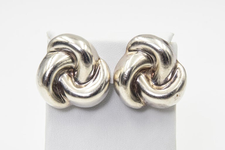Boucles D'oreilles Clips En Argent Sterling 925 Vintage Mexique - Occasion - Style Boucle Ethnique - Fermoir Clips