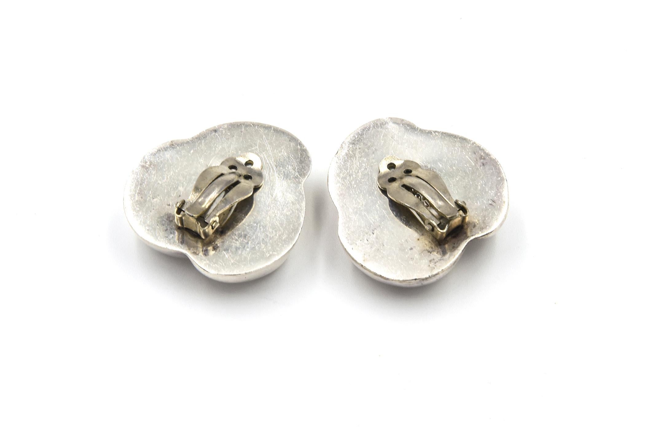 Mexikanische Sterling Silber Knoten Clip-Ohrringe im Angebot 3