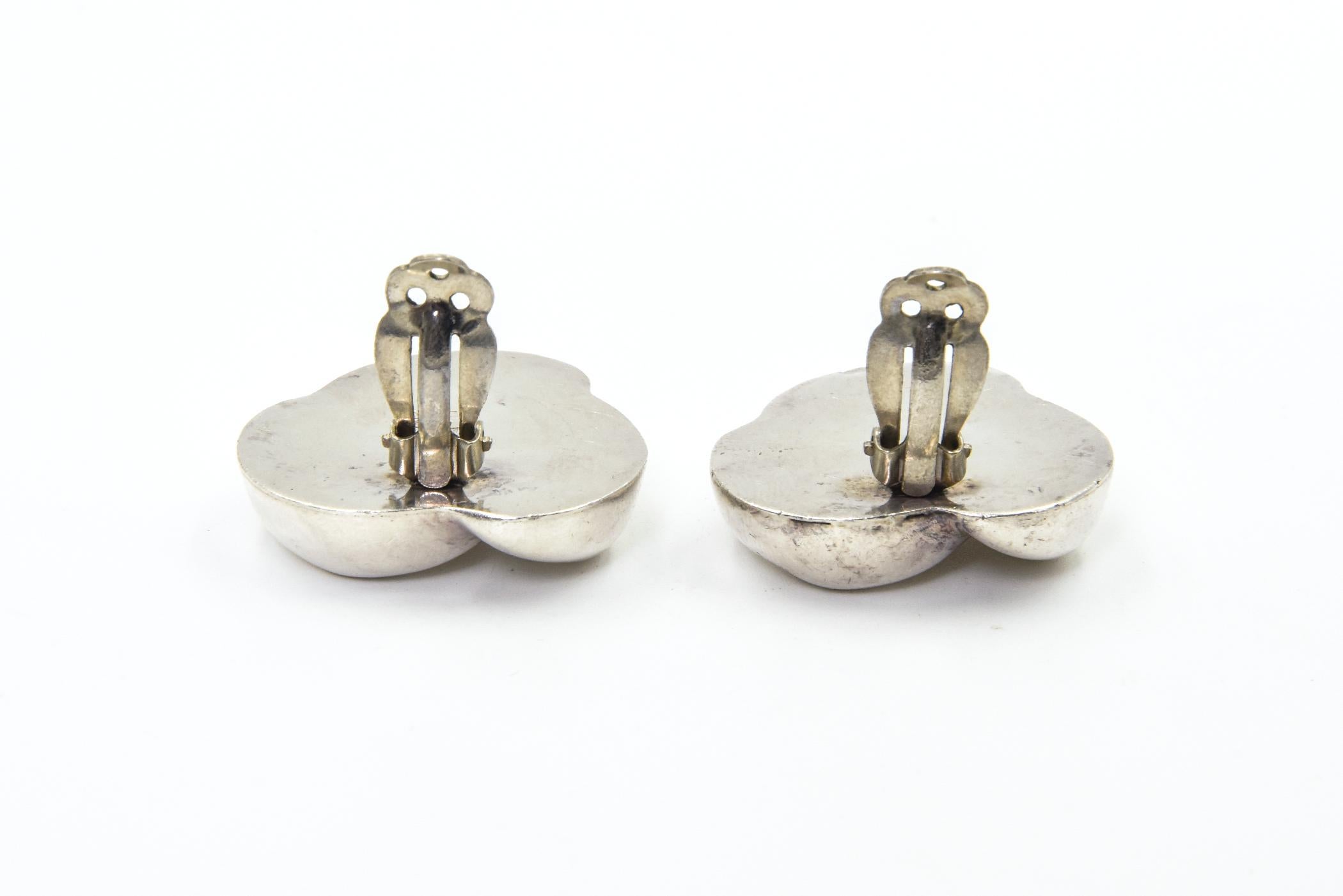 Mexican Sterling Silver Knot Clip-on Earrings For Sale 4