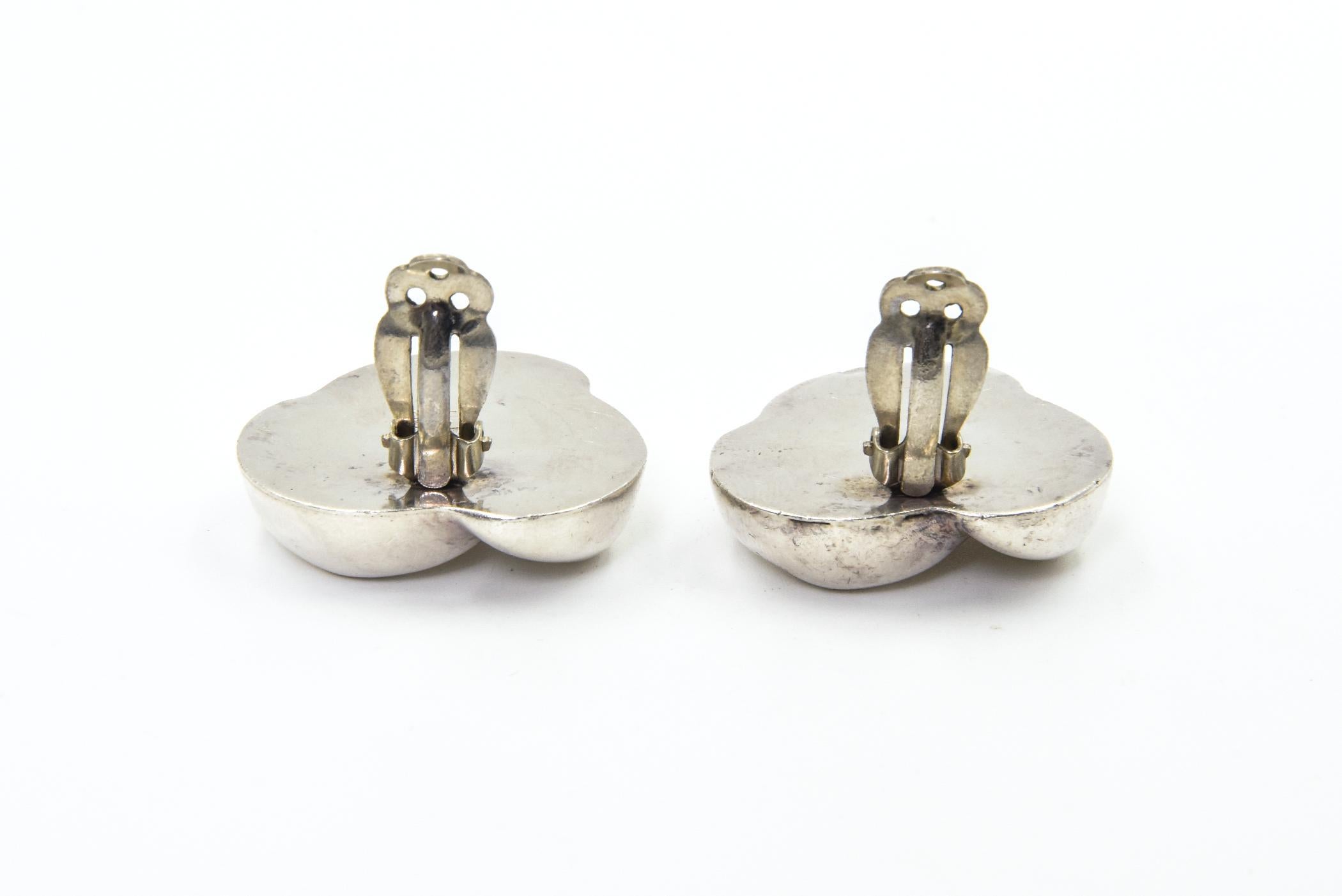Mexikanische Sterling Silber Knoten Clip-Ohrringe im Angebot 3