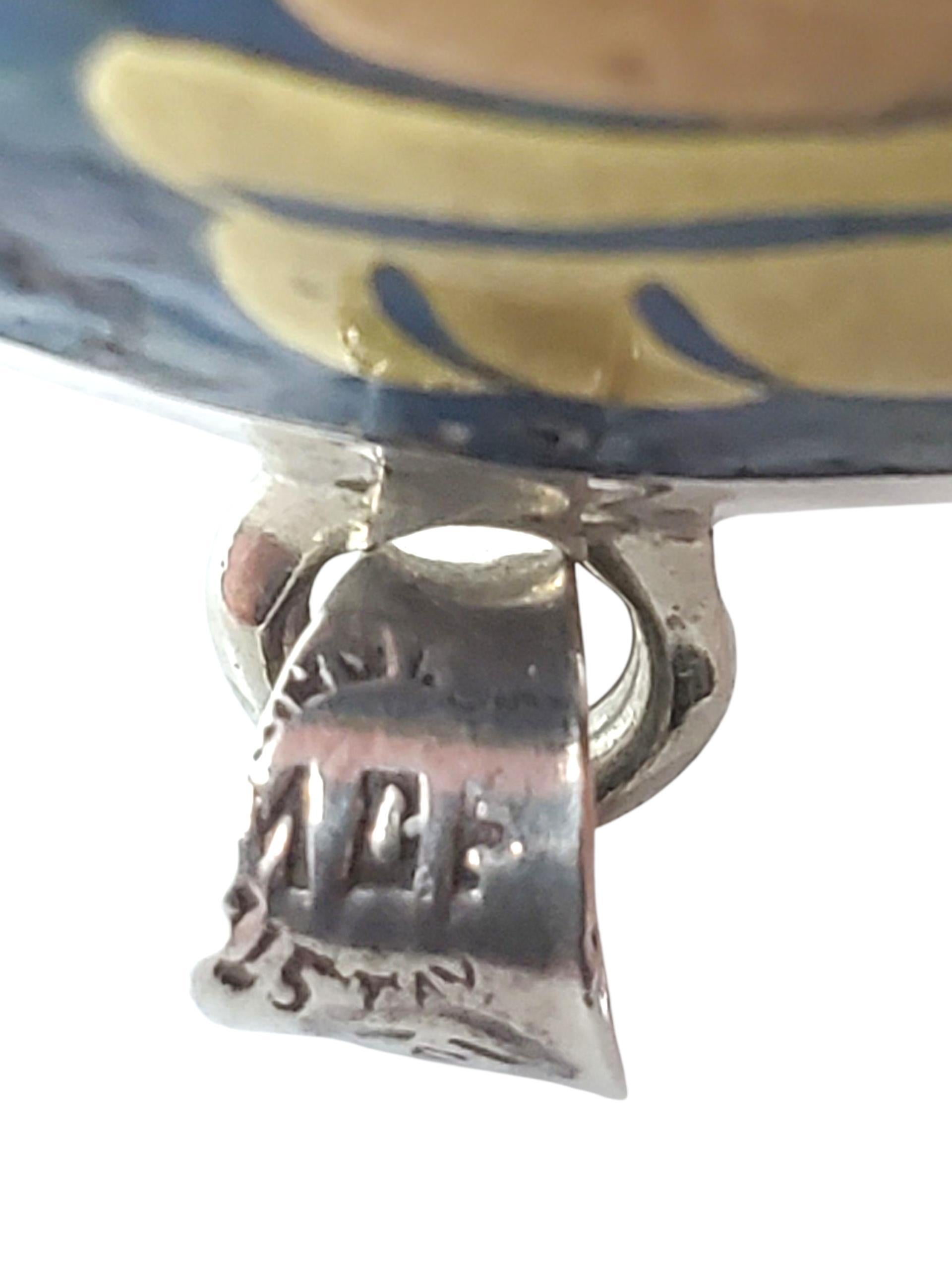 Ciondolo circolare azteco grande in argento sterling messicano #22630 in vendita 1