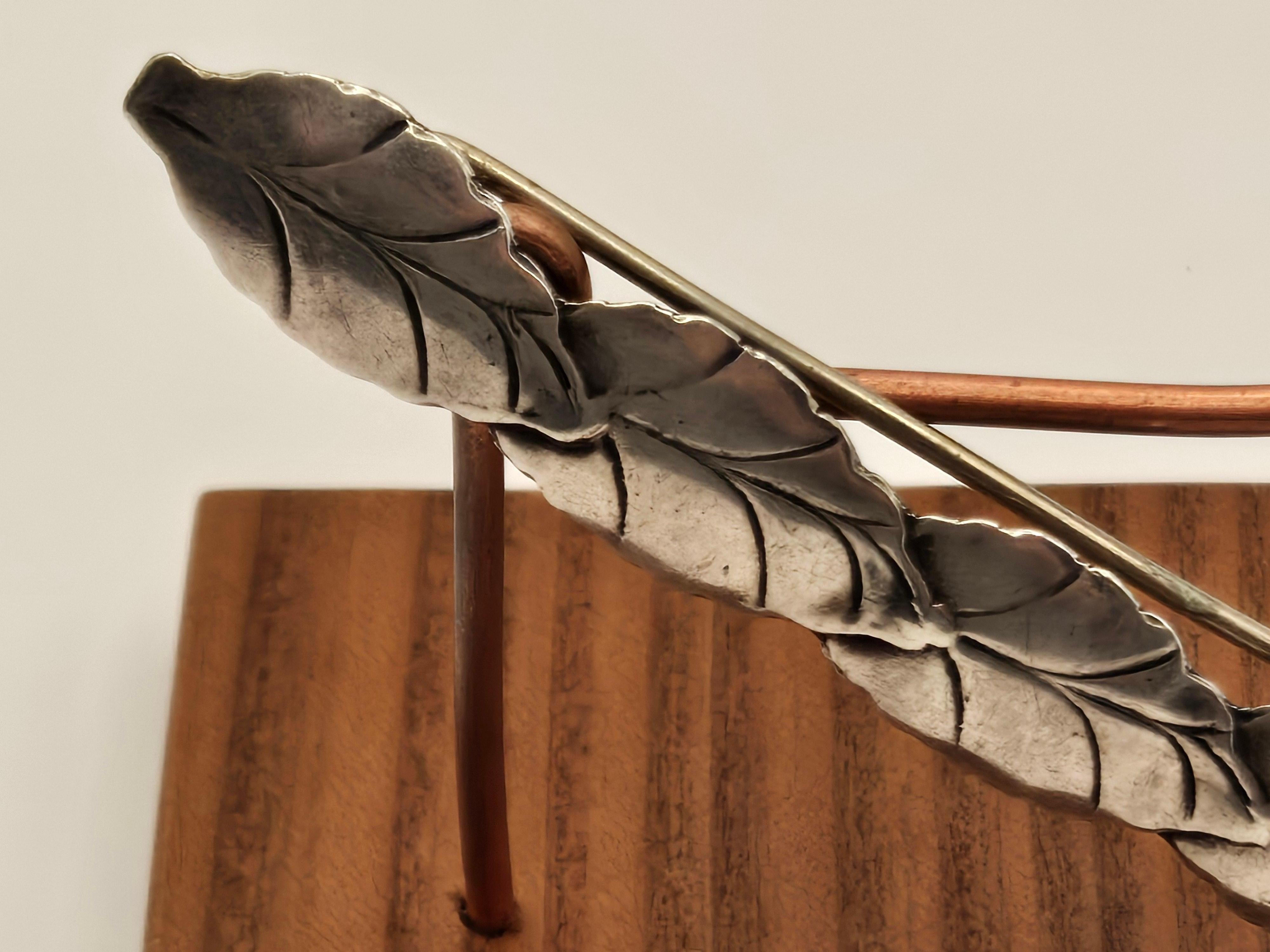 Barrette à cheveux mexicaine en argent sterling avec motif de feuilles Bon état - En vente à Point Richmond, CA