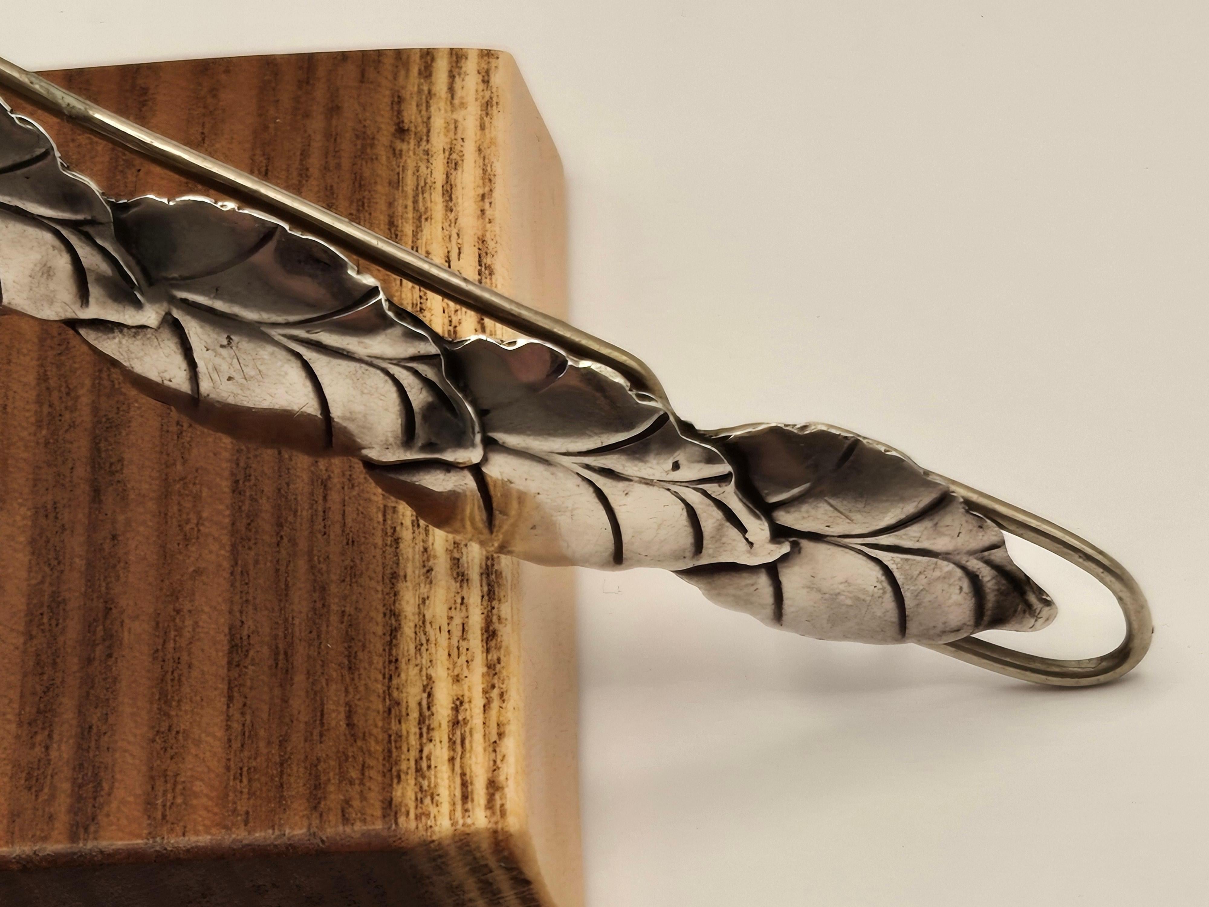 Barrette à cheveux mexicaine en argent sterling avec motif de feuilles Unisexe en vente