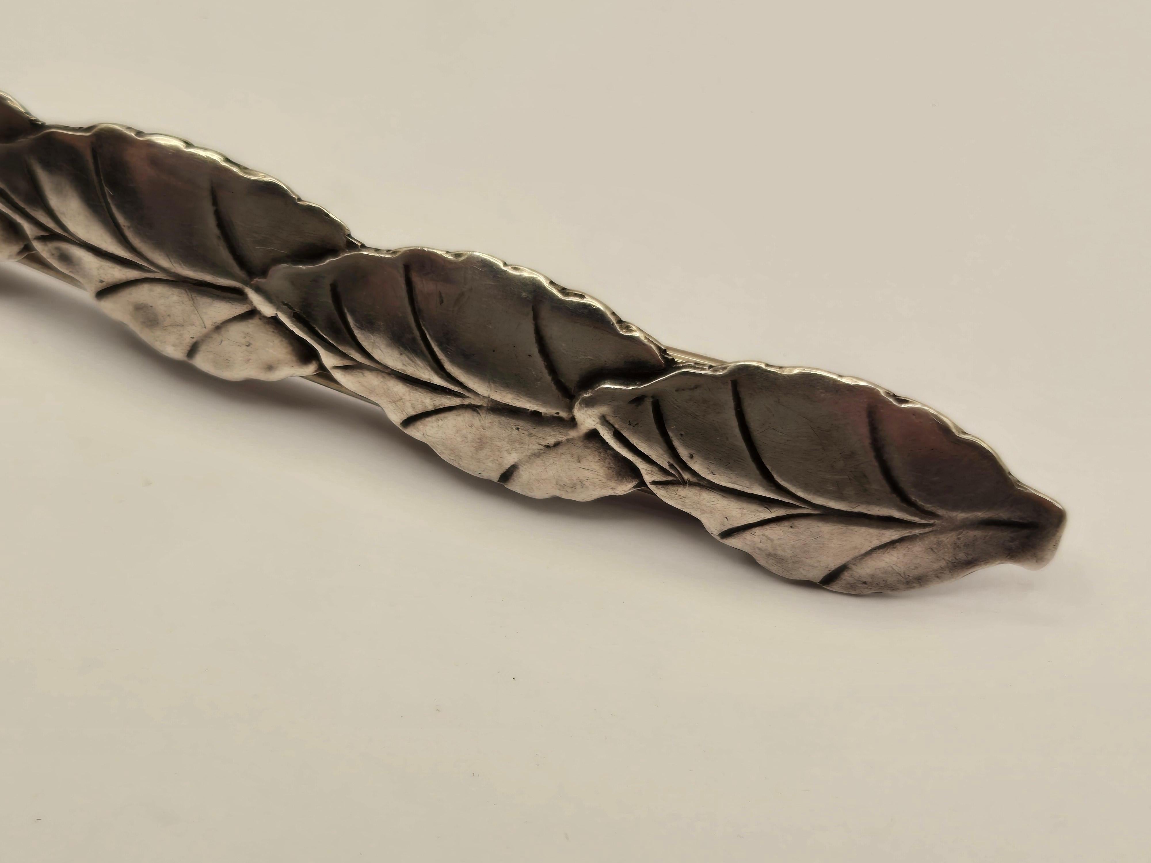 Barrette à cheveux mexicaine en argent sterling avec motif de feuilles en vente 2