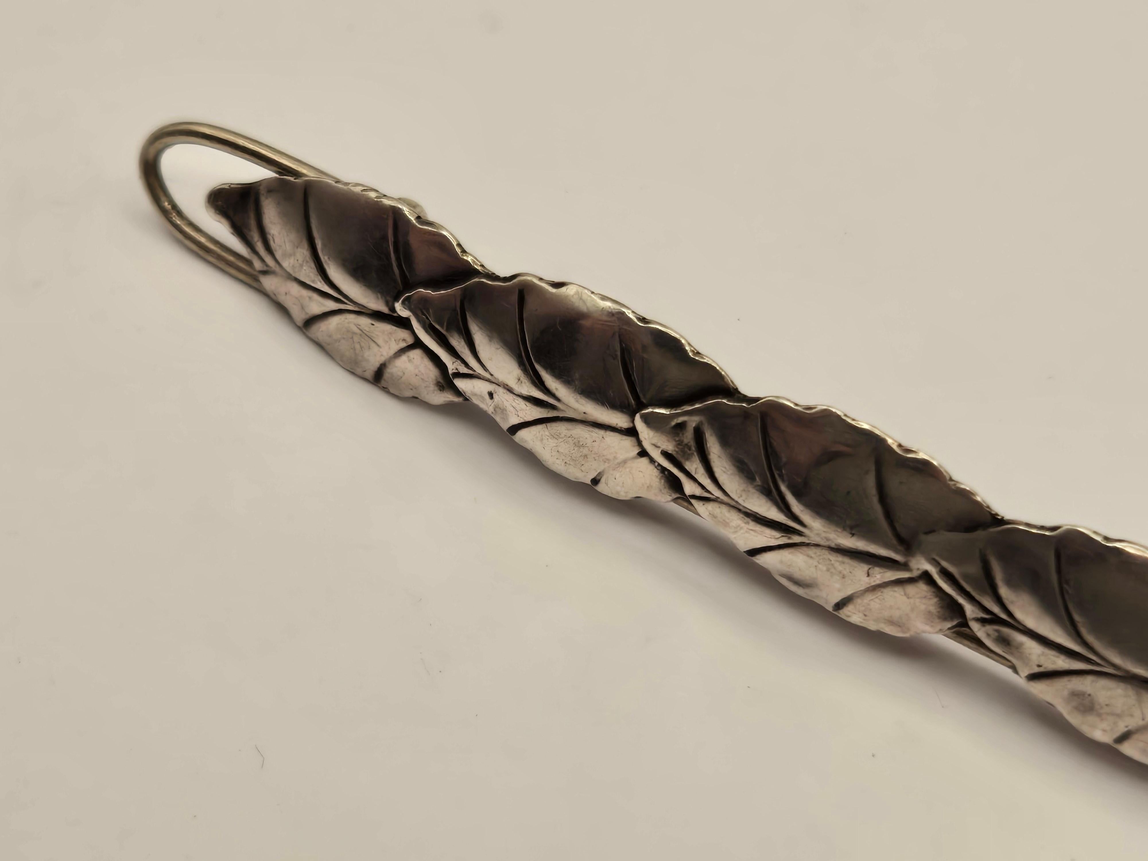 Barrette à cheveux mexicaine en argent sterling avec motif de feuilles en vente 3