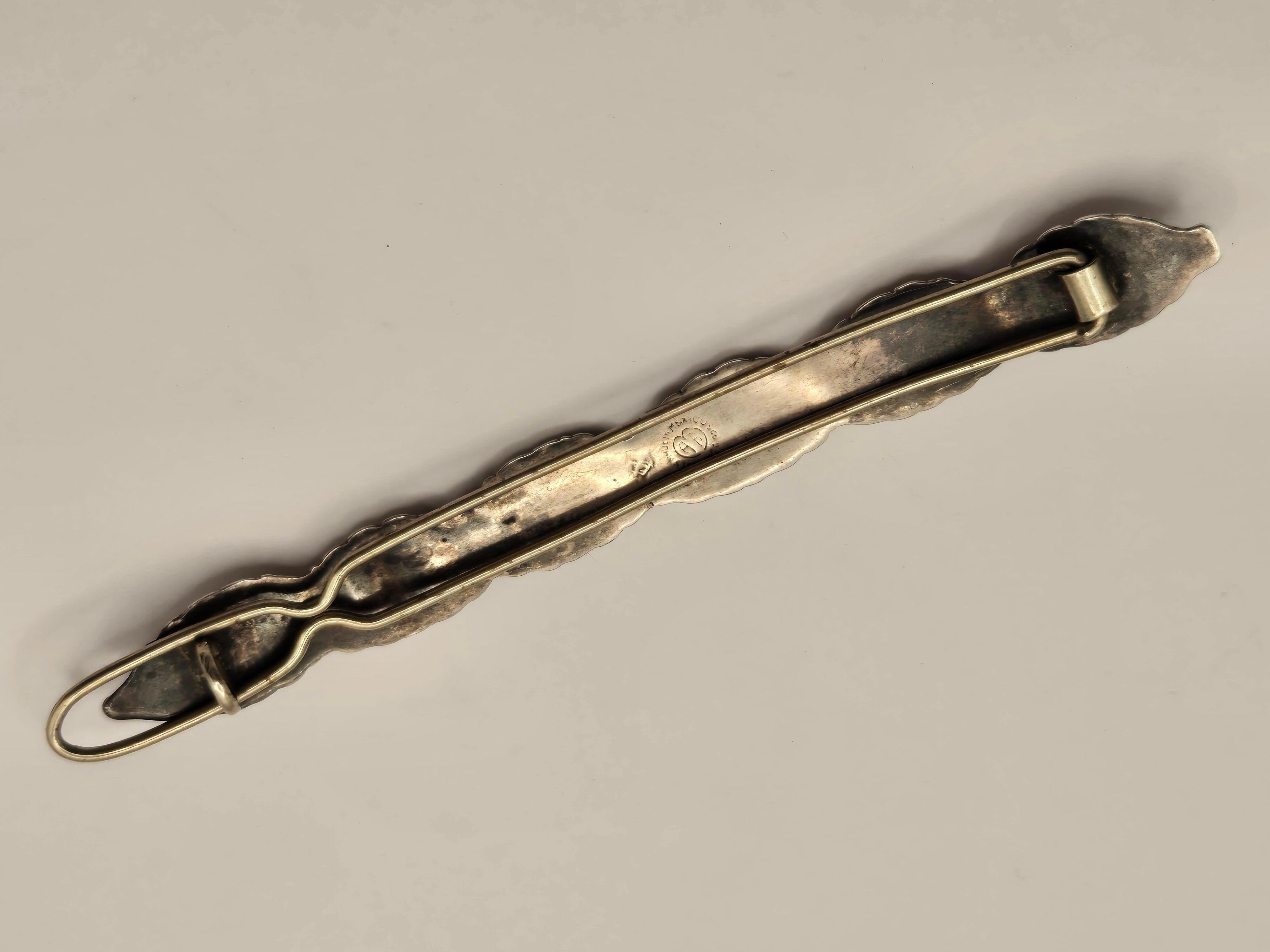 Barrette à cheveux mexicaine en argent sterling avec motif de feuilles en vente 4