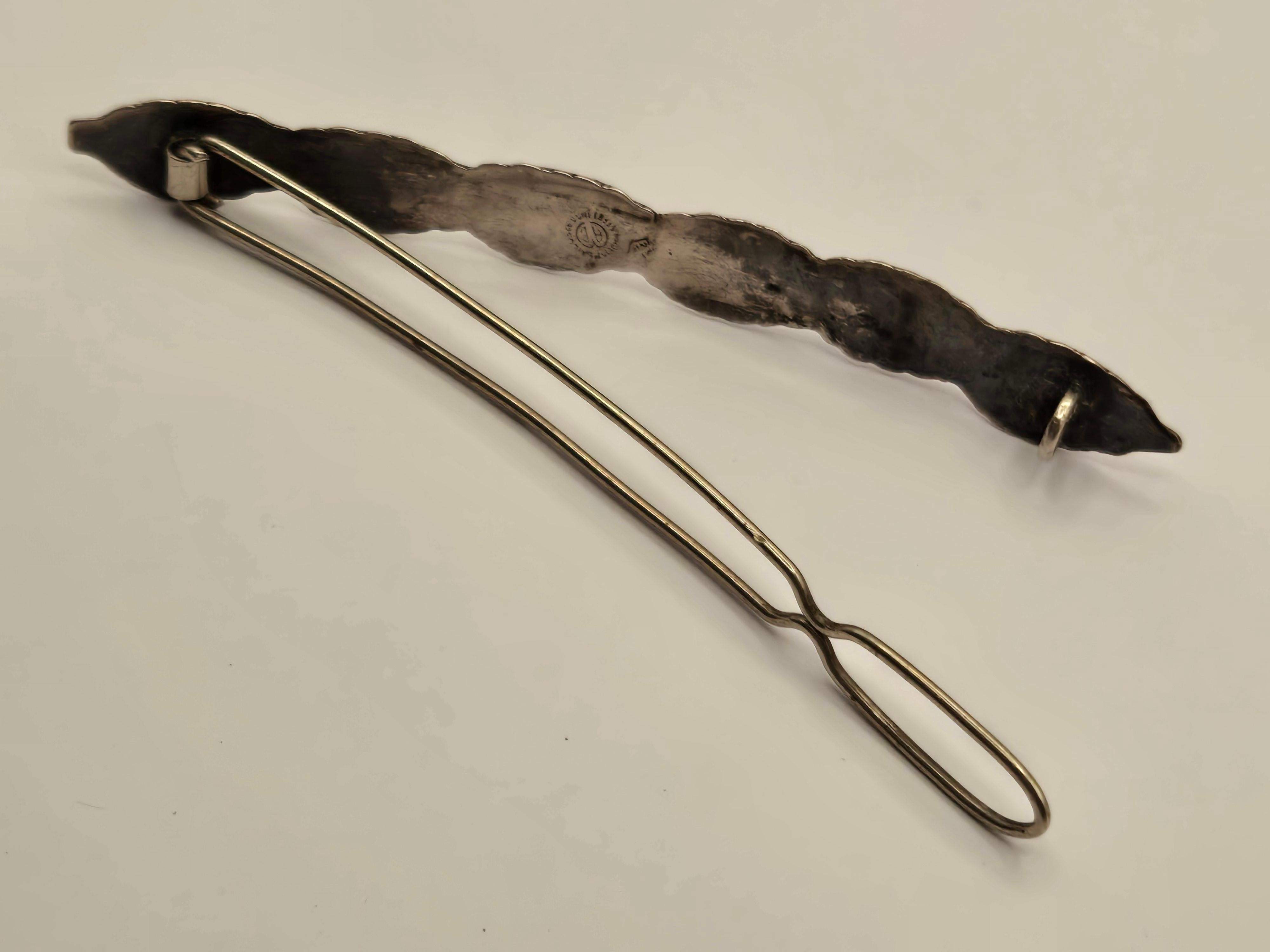 Barrette à cheveux mexicaine en argent sterling avec motif de feuilles en vente 5