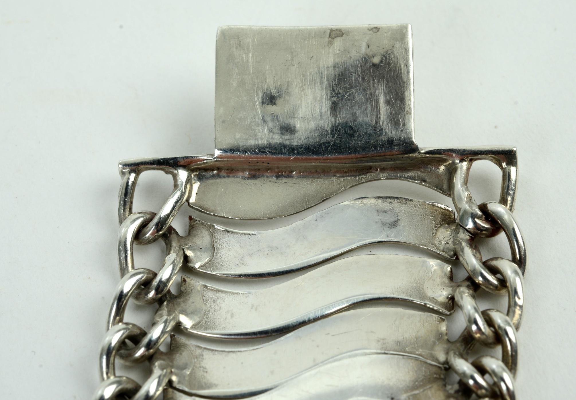 Women's Mexican Sterling Silver Linked Wave Bracelet by Plateria FarFan, circa 1950