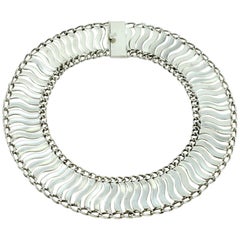 Collana a onde concatenate in argento messicano di Plateria Farfan, circa 1950