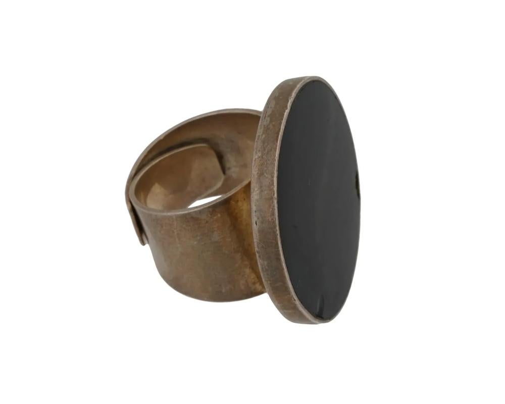 Native American Mexican Sterling Silver Onyx Stone Jewelry Ring