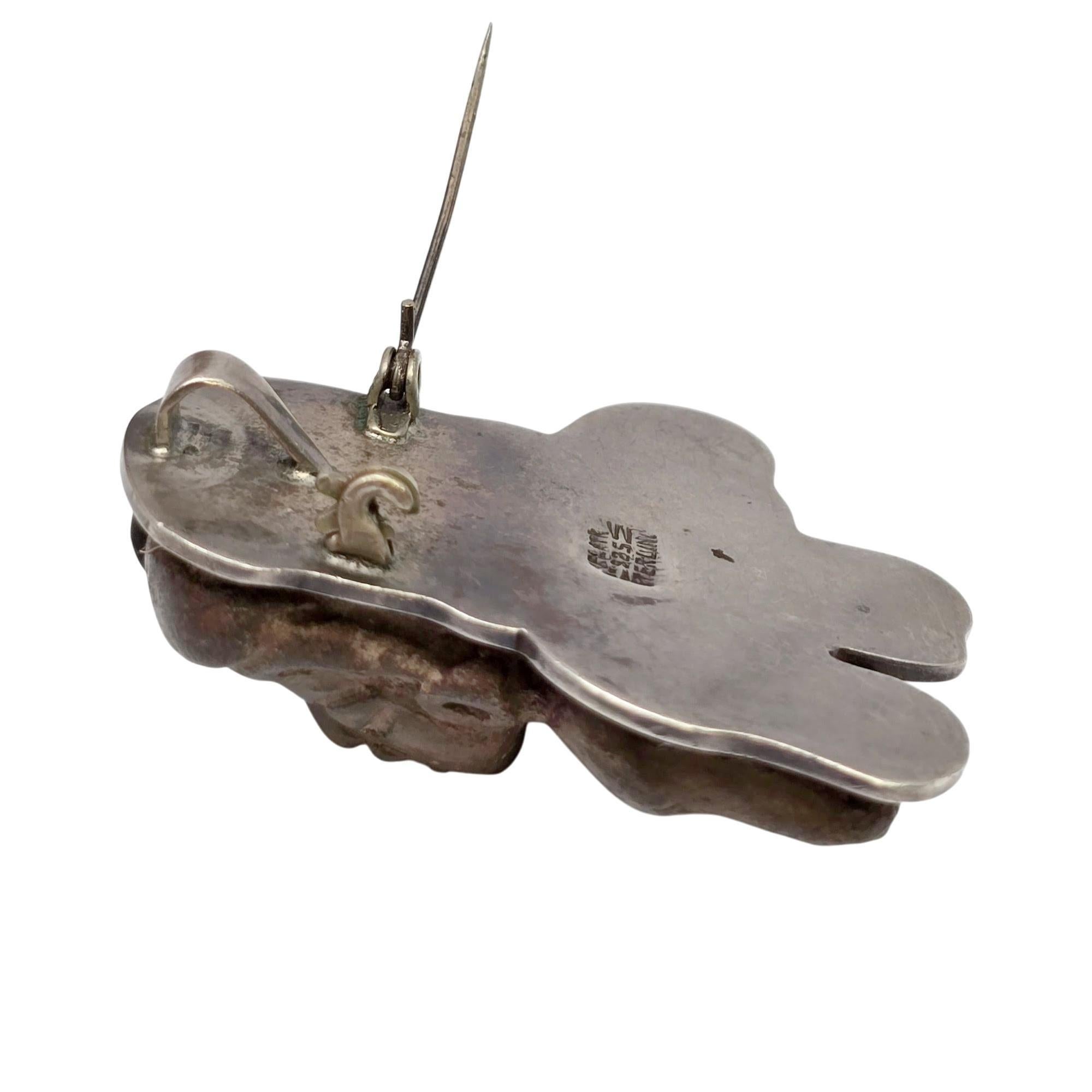 Pendentif/épingle en argent sterling mexicain Pre-Columbian Clay Relic #20916 Bon état - En vente à Washington Depot, CT