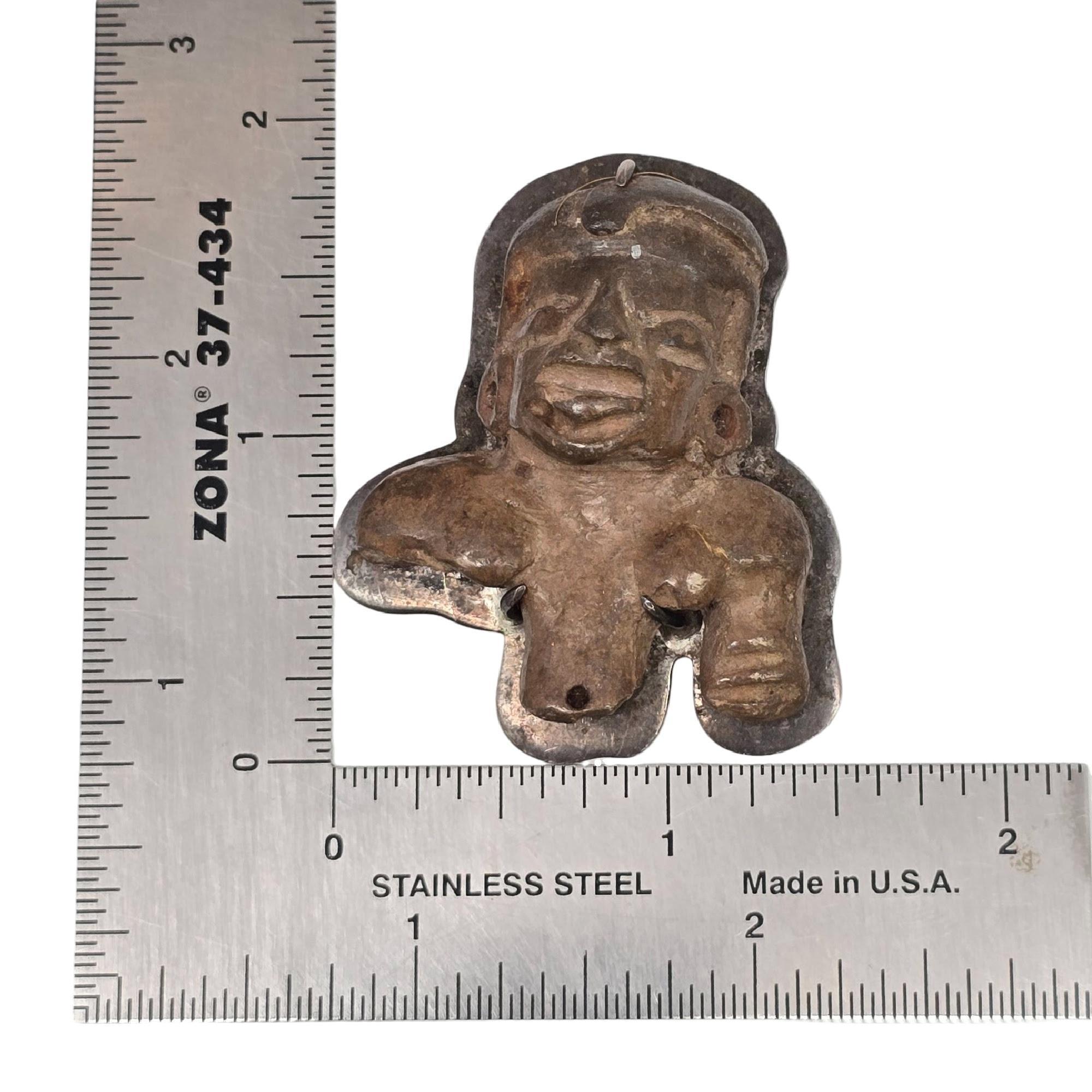 Pendentif/épingle en argent sterling mexicain Pre-Columbian Clay Relic #20916 en vente 4
