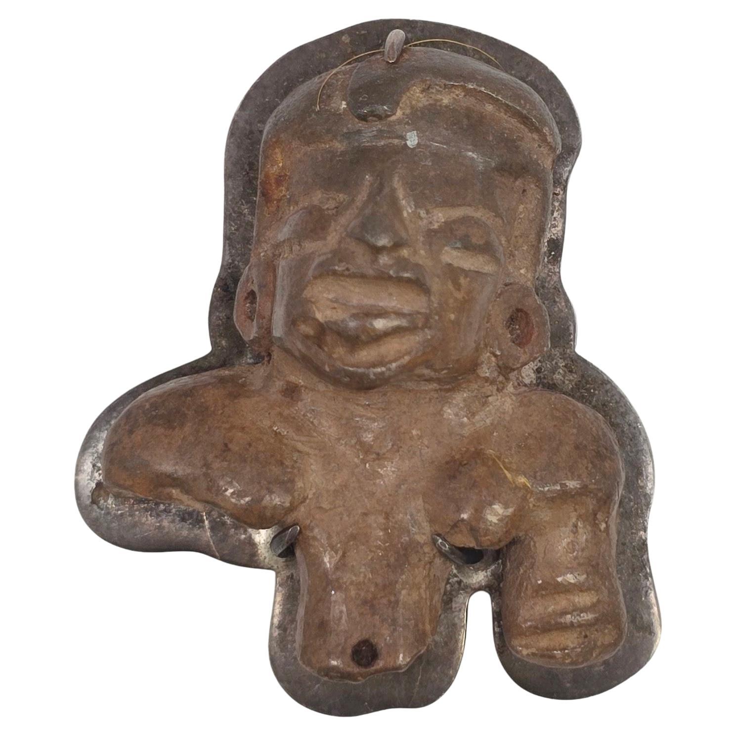 Colgante/alfiler mexicano de plata de ley Reliquia precolombina de arcilla #20916