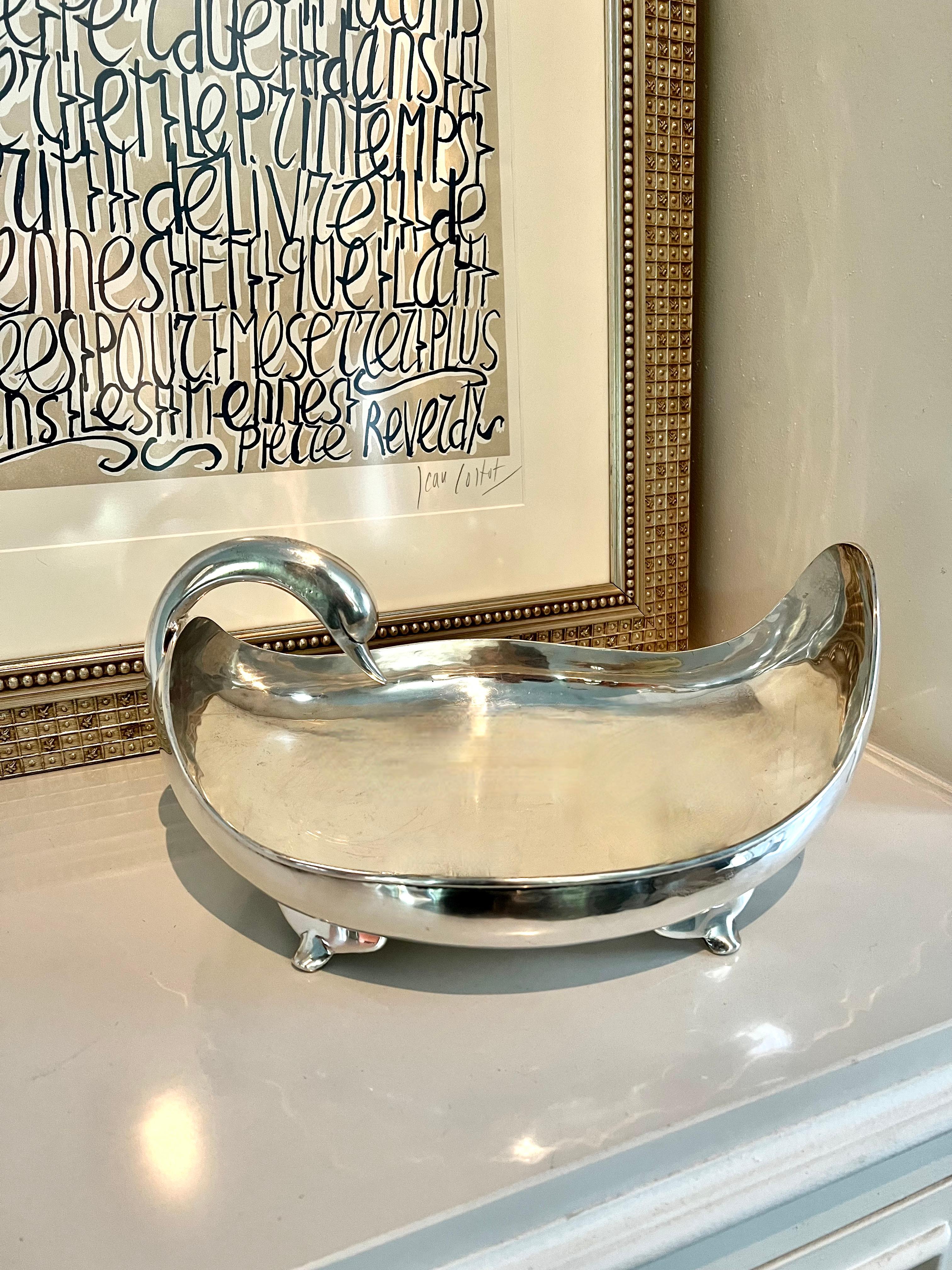 Mexican Sterling Silver Swan Centerpiece Bowl Signed C. Zurita For Sale 5
