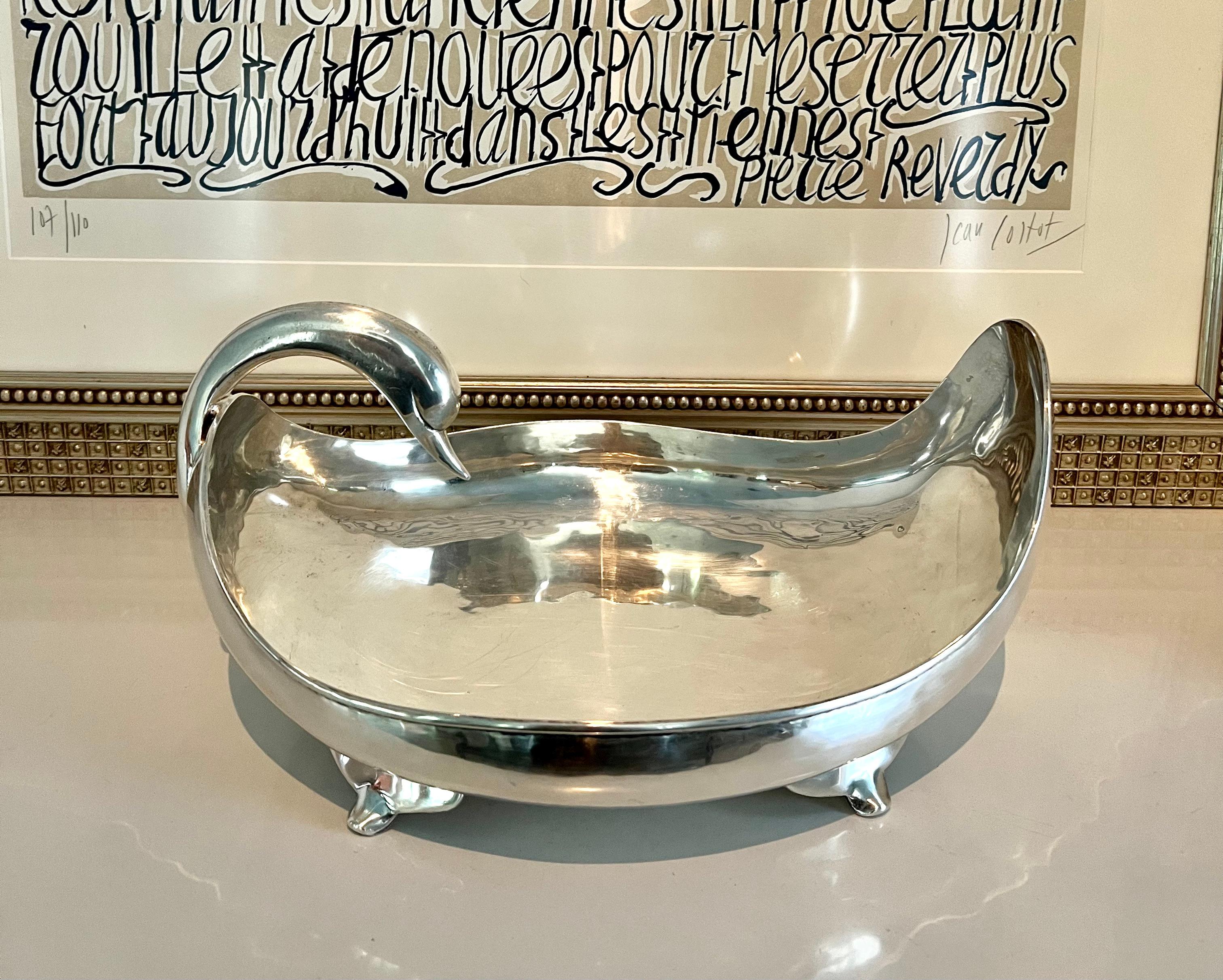 Mexican Sterling Silver Swan Centerpiece Bowl Signed C. Zurita For Sale 6