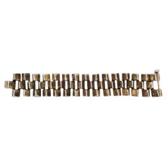 Mexican Sterling Silver Wide Pyramid Link Bracelet #24854