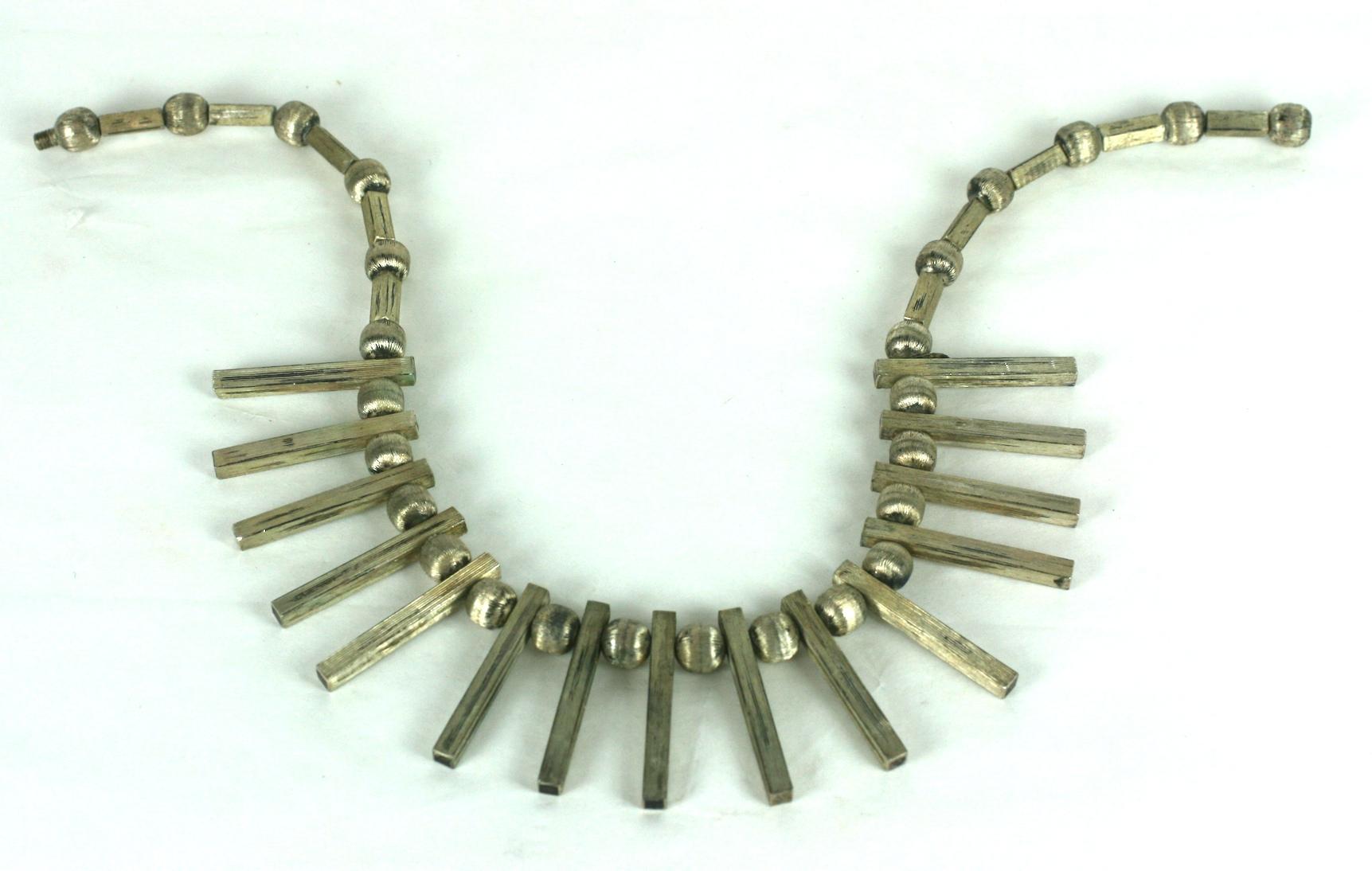 Mexican Sterling Spoke Modernist Necklace In Excellent Condition For Sale In New York, NY