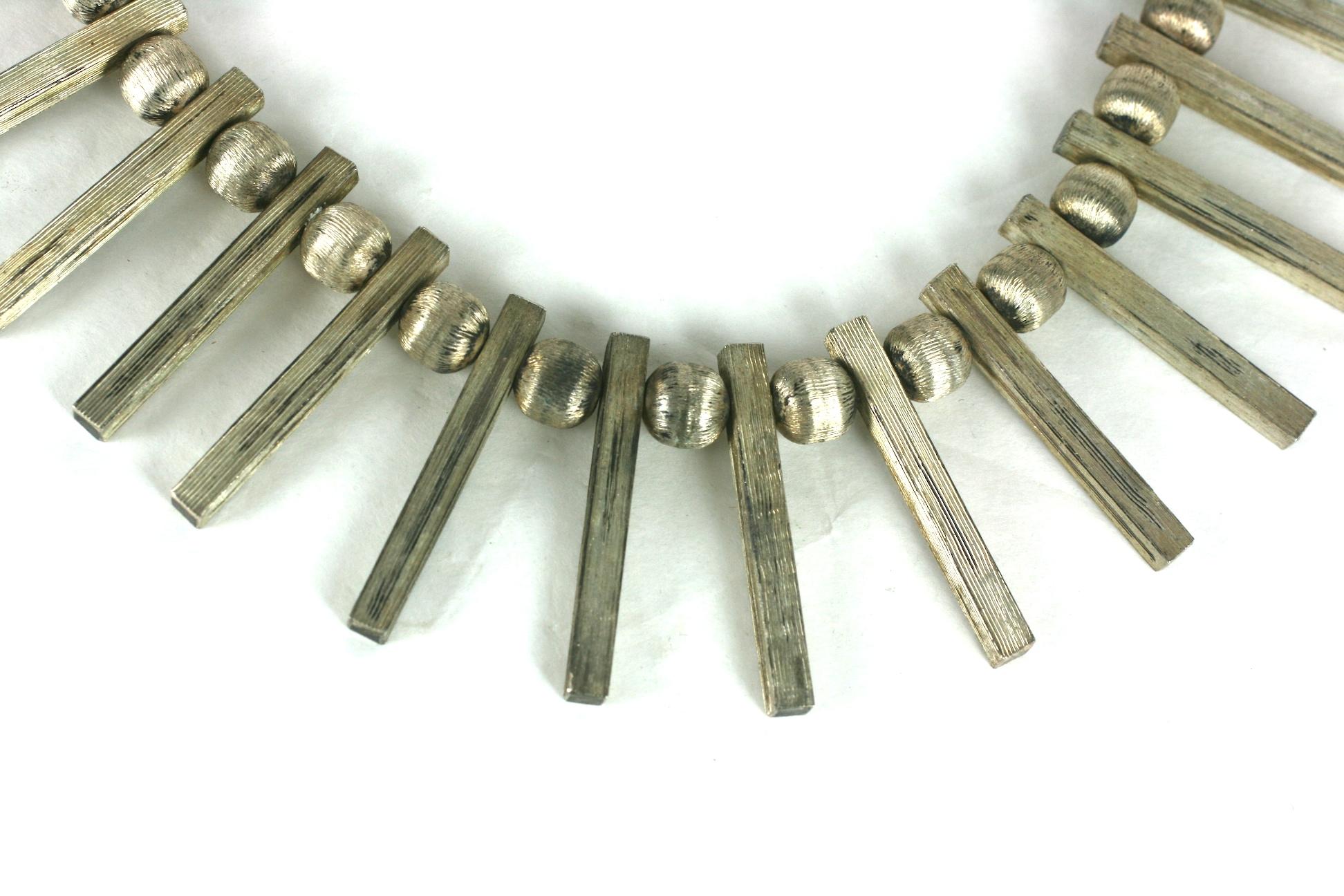 Mexican Sterling Spoke Modernist Necklace For Sale 1